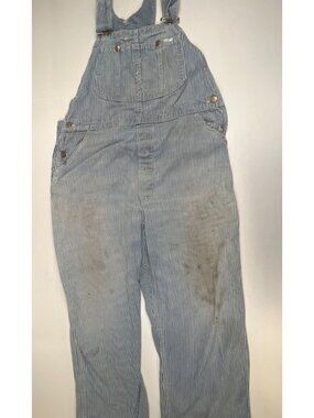 Vintage Lee Hickory Stripe Size 40x25 Overalls Men Made in USA Union Made Work